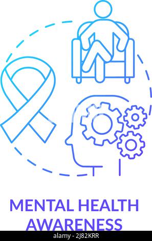 Mental health awareness blue gradient concept icon Stock Vector