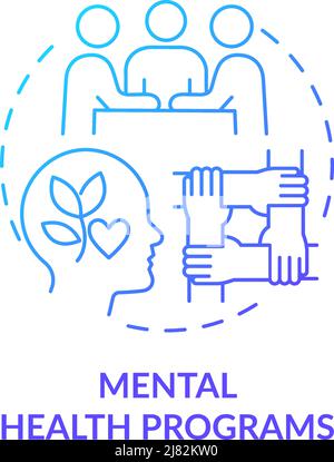 Mental health programs blue gradient concept icon Stock Vector