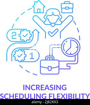 Increasing scheduling flexibility for employees blue gradient concept icon Stock Vector
