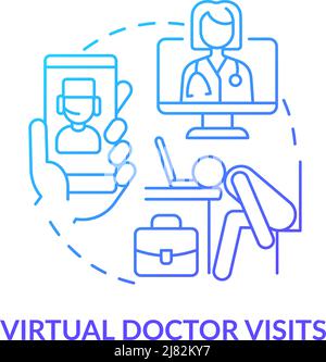 Virtual doctor visits blue gradient concept icon Stock Vector