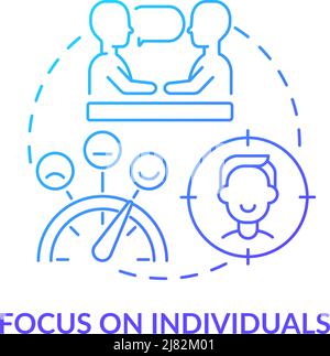 Focus on individuals blue gradient concept icon Stock Vector