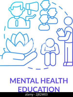 Mental health education blue gradient concept icon Stock Vector