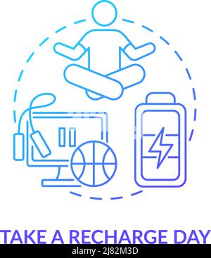 Take recharge day blue gradient concept icon Stock Vector