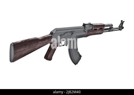 3d model submachine gun isolated on white background Stock Photo
