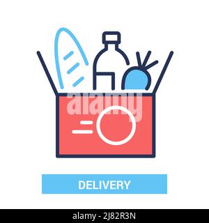 Delivery of products - vector line design single isolated icon Stock Vector