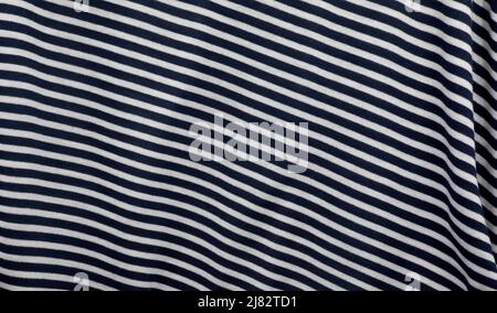 blue and white woolen fabric striped background Stock Photo