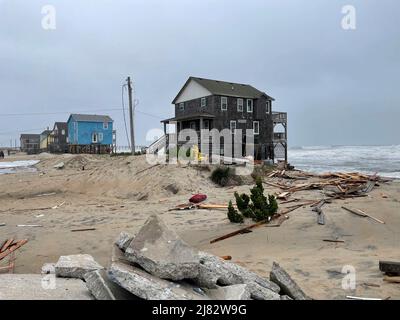 Rodanthe, United States Of America. 10th May, 2022. Rodanthe, United States of America. 10 May, 2022. Only debris remain on the site of two oceanfront homes that collapsed from beach erosion and rising seas along Ocean Drive on the North Carolina Outer Banks, May 10, 2022 in Rodanthe, North Carolina. Credit: NPS/National Park Service/Alamy Live News Stock Photo