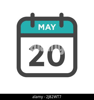 May 20 Calendar Day or Calender Date for Deadline, or Appointment Stock Vector