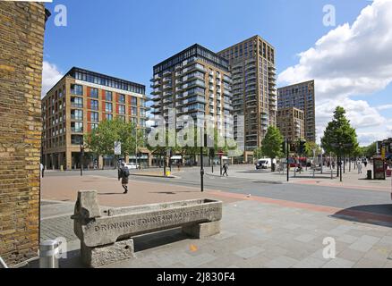 New residential development on Beresford Street, Woolwich, London, UK. Built around the new Elizabeth Line (Crossrail) station. Stock Photo