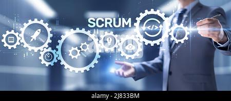 Scrum agile software development project management methodology business technology concept. Stock Photo