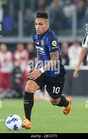 InterÕs Argentinian forward Lautaro Martinez controls the ball during the Coppa Italia final between Juventus Vs Inter at the Olimpico Stadium Rome, centre Italy, on May 11, 2022. Stock Photo