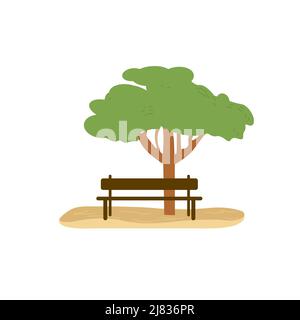 Flat cartoon scenery objects,city park elements vector illustration concept Stock Vector