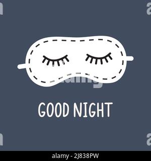 Good Night Abstract Background with Funny Sleeping Mask. Vector Illustration Stock Vector