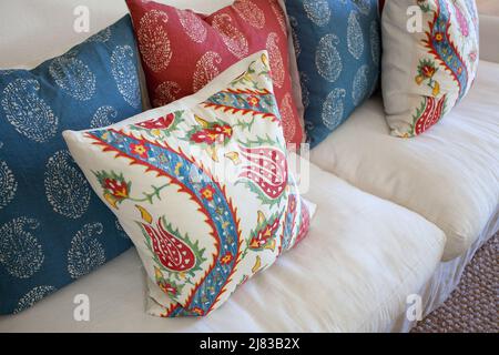 A Touch of Color: Scatter Cushions in Harmony Stock Photo