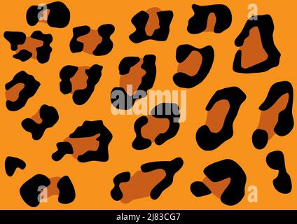orange and black leopard skin pattern background, vector design Stock Vector
