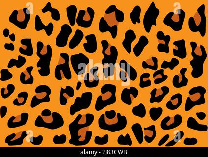orange and black leopard skin pattern background, vector design Stock Vector