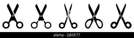 Scissors icon set. Flat style. Vector illustration isolated on white background Stock Vector