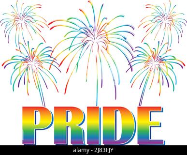 PRIDE Rainbow Fireworks Clip Art Stock Photo