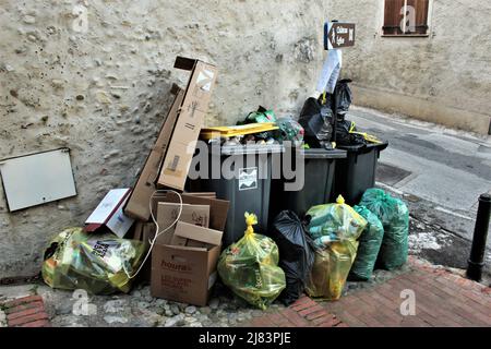 overflowing garbage in Cagnes sur Mer, France Stock Photo