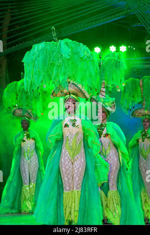 Dancer at the Tropicana open-air nightclub in the suburb of Marianao, Capital, Havana, Villa San Christobal de La Habana, Republic of Cuba Stock Photo