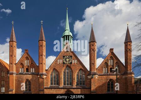 Holy Spirit Hospital, one of the oldest existing social institutions in the world, brick Gothic, Luebeck, Schleswig-Holstein, Germany Stock Photo