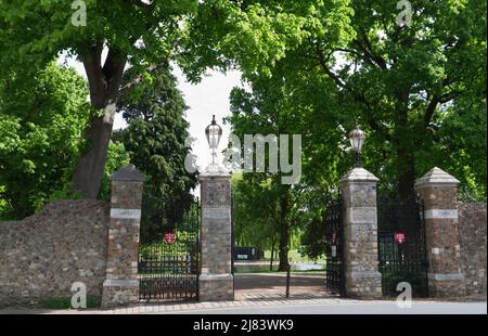 Rye Gate entrance to the Castle Park in Colchester, Essex. This entrance is near to where one of the gates in the Roman wall would have been. Stock Photo