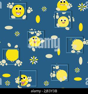emoticons in various positions and expressions pattern Stock Vector