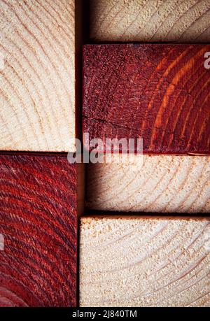 abstract background or texture sawn timber from two-color wood Stock Photo