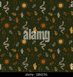 Mystical boho pattern design. Vector seamless background Stock Vector