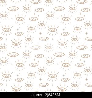 Vector seamless eyes pattern. Hand drawn eyes background Stock Vector