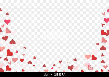 Valentine leaves heart confetti. Valentine's Day, Women's Day concept. Falling hearts on transparent background. Vector Stock Vector
