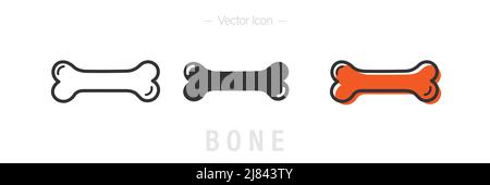 Bone icon. Editable Stroke. isolated on white background Stock Vector