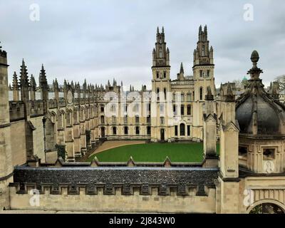 All Souls College, Oxford University. View looking down into the college quad from above. Stock Photo