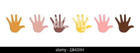 International day of tolerance. Hand icons with different skin tones. Isolated vector illustration Stock Vector