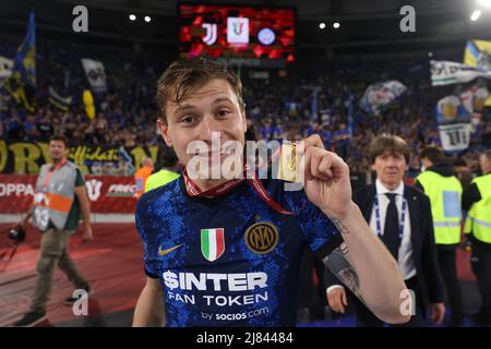 Rome, Italy, 11th May 2022. Nicolo Barella of FC Internazionale poses with his Winners' medal following the 4-2 victory in the Coppa Italia match at Stadio Olimpico, Rome. Picture credit should read: Jonathan Moscrop / Sportimage Stock Photo