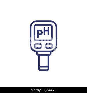 ph meter line icon on white Stock Vector