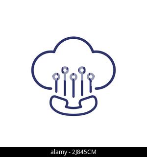 Voip call line icon on white, vector Stock Vector