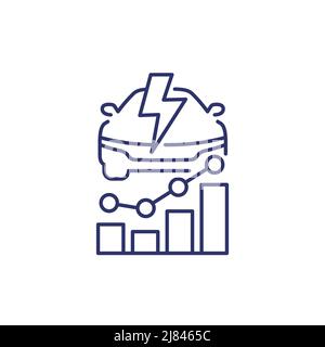 electric car, ev growing market line icon Stock Vector
