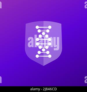 dna and shield, genetics logo Stock Vector