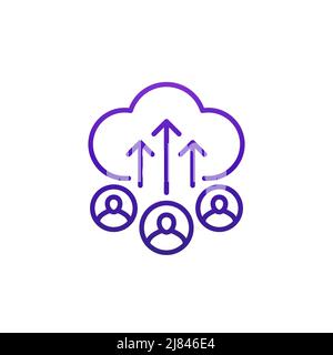 collect user data line icon with cloud Stock Vector