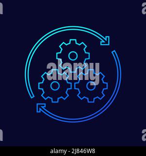 process, operation icon with gears, line design Stock Vector Image ...