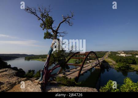 Pennebacker Bridge overlooking Lake Austin in Austin Texas - the 360 bridge overlook Stock Photo