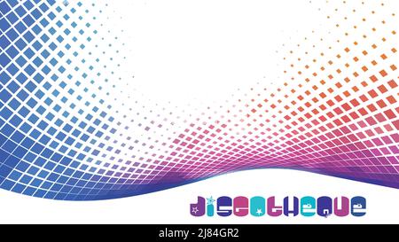 Discotheque background. Abstract disco pattern with curved halftone mosaic. Vector graphics. CMYK colors Stock Vector