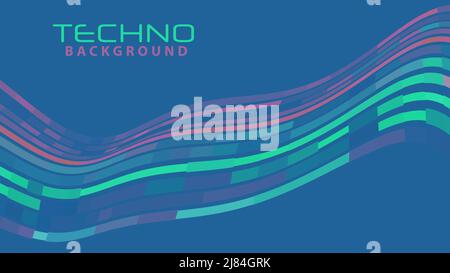 Abstract techno background with curved stripes. Stylish vector graphic pattern Stock Vector