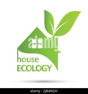 Green house symbol,ecology icon on white background.vector illustration Stock Vector