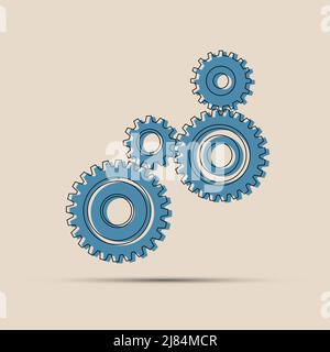 four pieces gears set icon on background,Vector illustration Stock Vector