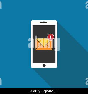 New email notification on mobile phone,Vector llustration Stock Vector