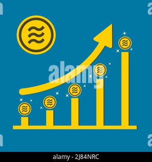 Libra coin concept growth chart on medal coin background.vector Illustrator Stock Vector