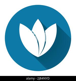 Three leaves icon,Nature friendly label logo with long shadow black on white background,Simple design style.vector illustration Stock Vector
