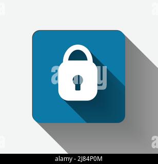 symbol padlock security white icon.technology concept,Vector illustration Stock Vector